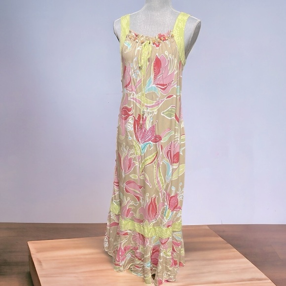 Ku De Ta Floral Sundress with Beaded Sequins size L - Picture 10 of 13